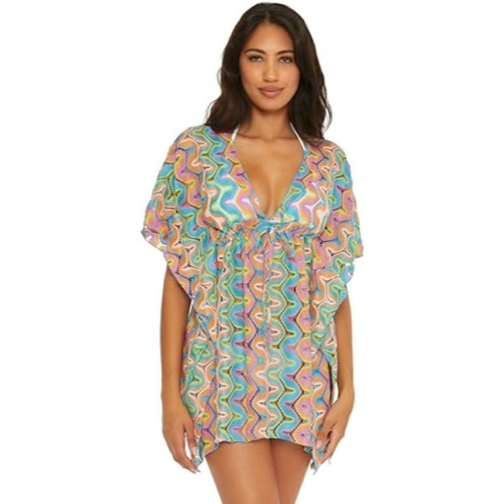 BECCA Women's Multicolor Modwave Crochet Tunic Cover-Up Size XS-S